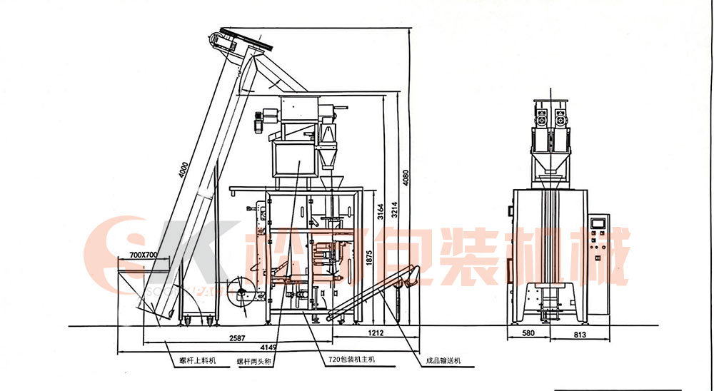 全自動(dòng)3公斤衛(wèi)生碎冰塊包裝機(jī)示意圖